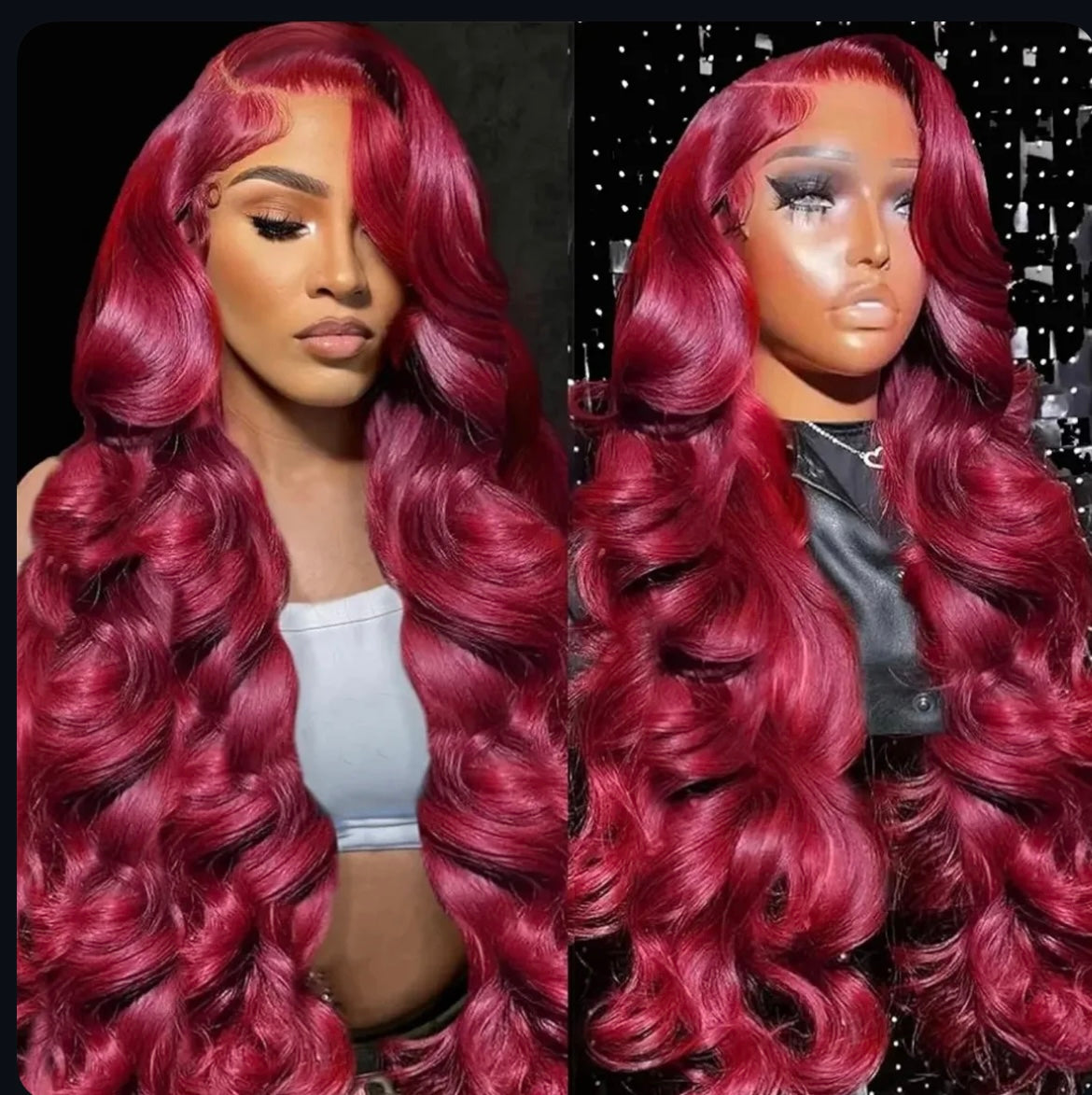 Deep wave burgundy Red Lace Front Wig-100% Human Hair