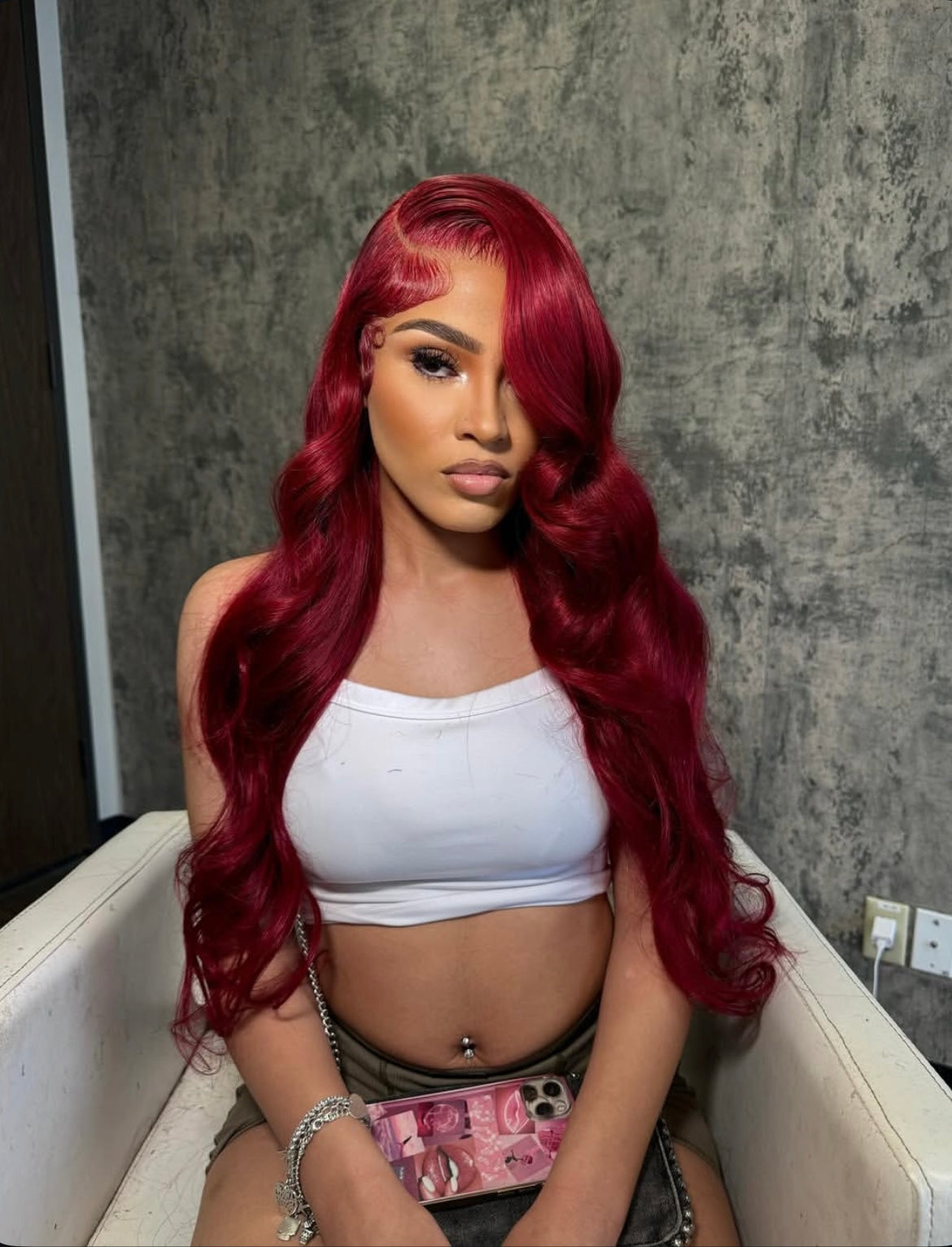 Deep wave burgundy Red Lace Front Wig-100% Human Hair