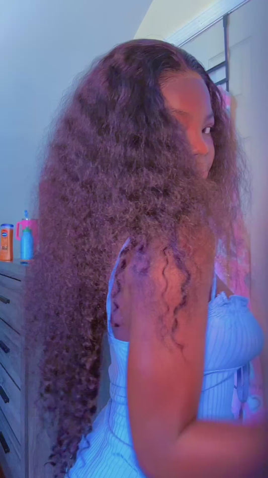 34 Inch Deep Wave Lace Front Wig – 13x6 HD Lace, 180% Density Human Hair Luxury Deep Wave HD Lace Front Wig –Natural look, pre-plucked hairline, soft & tangle-free.
