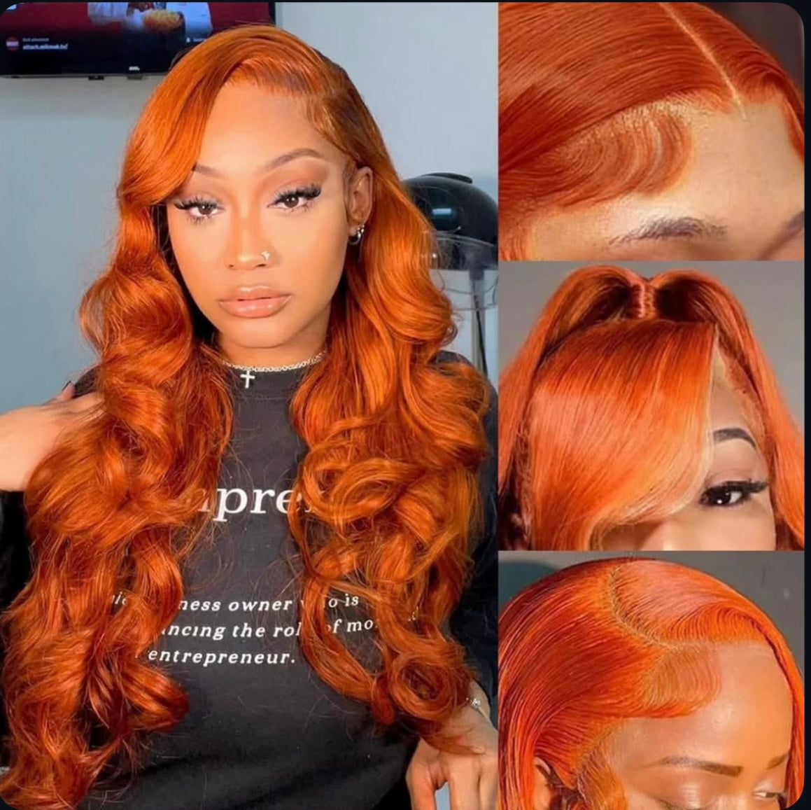 Ginger Body Wave Lace Front Wig – 100% Human Hair